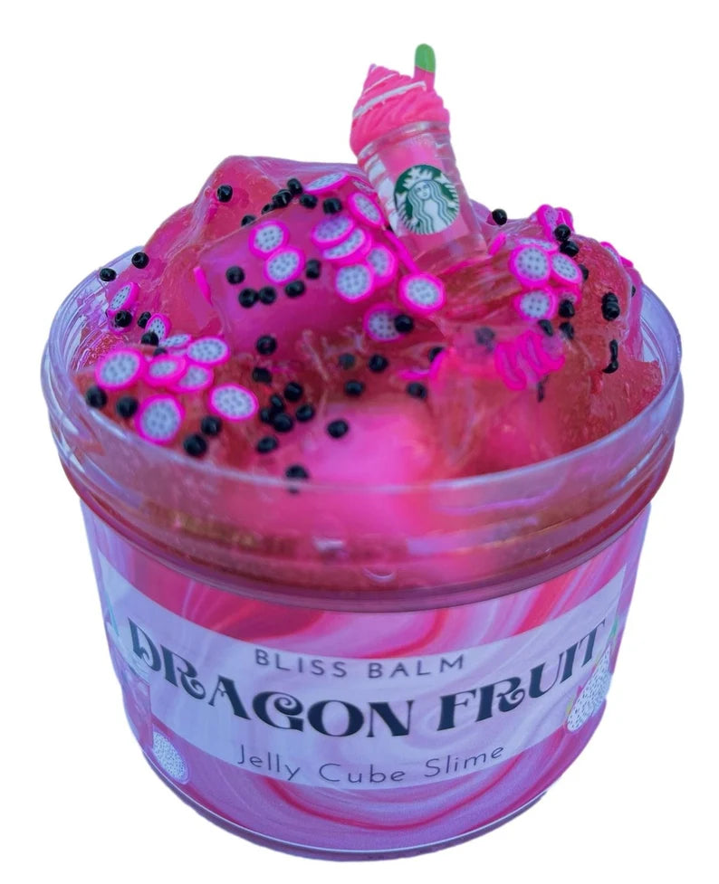 Starbucks Dragon Fruit Jelly Cube Slime, Pink Clear Scented Slime, Summer Gift for Kids Party favors, Sensory/Fidget Toy Slime Shop Blissbalm Popular