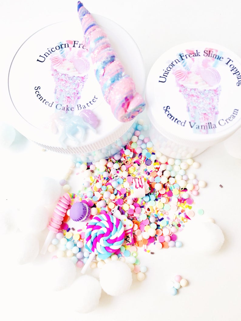 DIY Unicorn Freak Slime Scented Cake Batter W/Charm & FREE Extras Bliss Balm Slime Shop