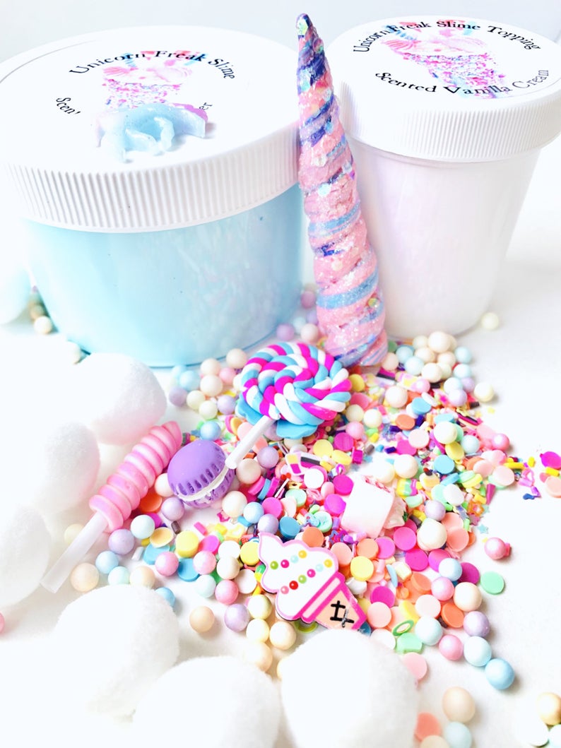 DIY Unicorn Freak Slime Scented Cake Batter W/Charm & FREE Extras Bliss Balm Slime Shop