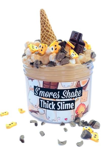 Smores Shake Thick Slime Scented W/Charms & Extras Satisfying stretchy Slime Toy Kids Birthday Gift Summer Party favor Camping Gift