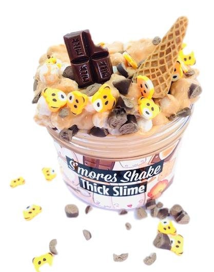 Smores Shake Thick Slime Scented W/Charms & Extras Satisfying stretchy Slime Toy Kids Birthday Gift Summer Party favor Camping Gift
