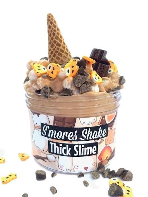 Smores Shake Thick Slime Scented W/Charms & Extras Satisfying stretchy Slime Toy Kids Birthday Gift Summer Party favor Camping Gift