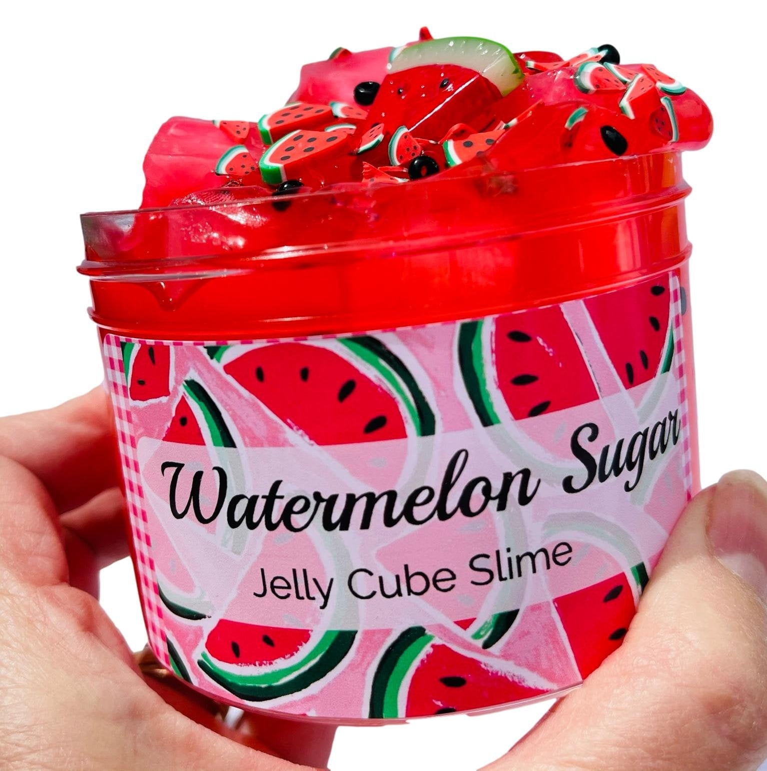 Watermelon Sugar Slime, Red Clear Jelly Cube Slime Kids Party Favor, Birthday Gift for Kids/Teens/Tweens Slime, Slime Charm Shop Bliss Balm