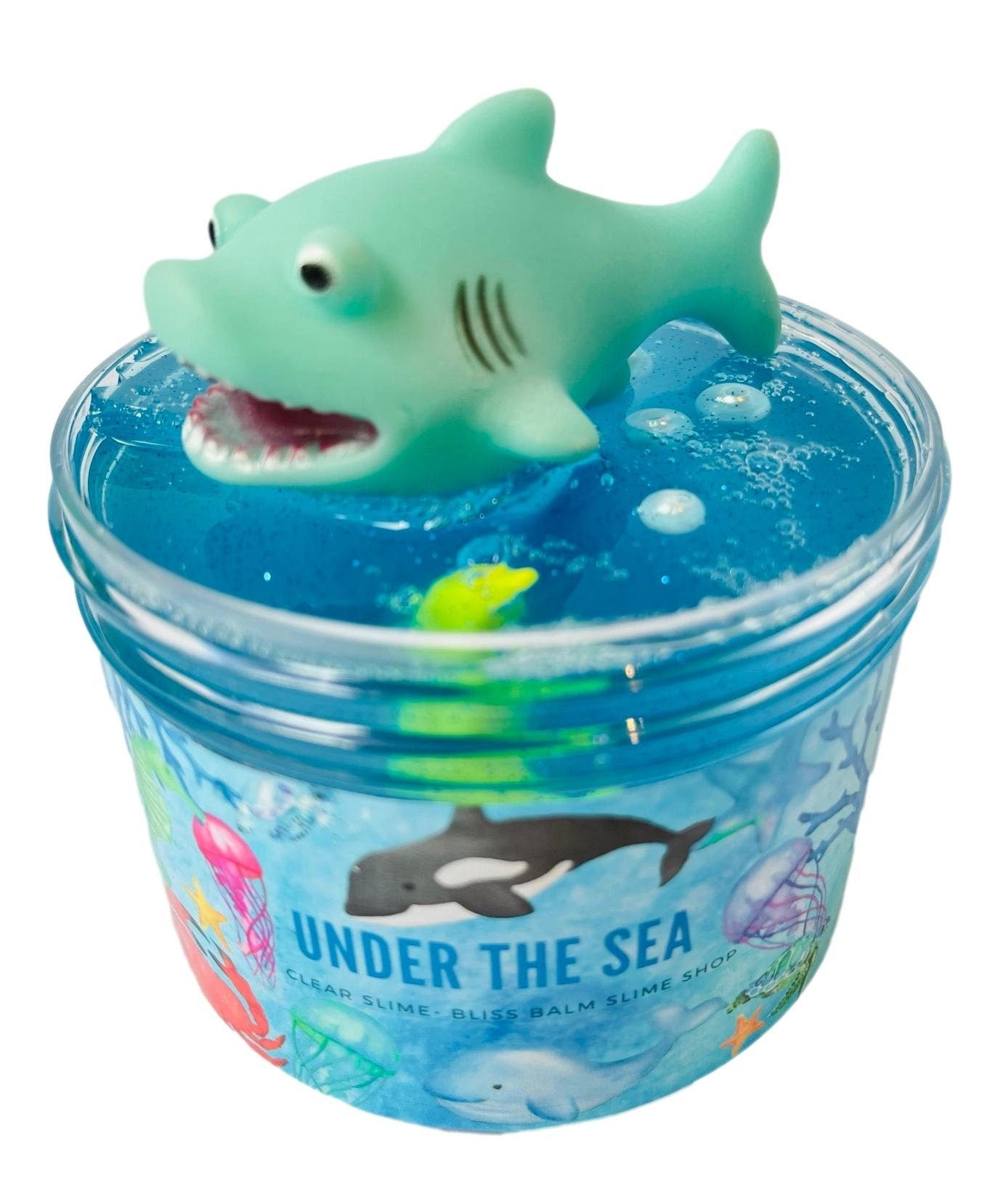 Under the Sea Slime Clear Blue Ocean Themed Sea life Slime Gift, Shark, Mermaid, Turtles, Whales, Dolfins, Fish, Orca, Starfish, Beach Gift