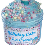 Slime- Blue Birthday Cake Ice Cream Slime, Scented Floam Slime, Cupcake Charm, Birthday Gift/Party Favors for Kids ASMR/Fidget TOY Sensory