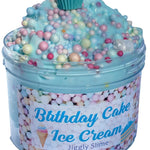 Slime- Blue Birthday Cake Ice Cream Slime, Scented Floam Slime, Cupcake Charm, Birthday Gift/Party Favors for Kids ASMR/Fidget TOY Sensory