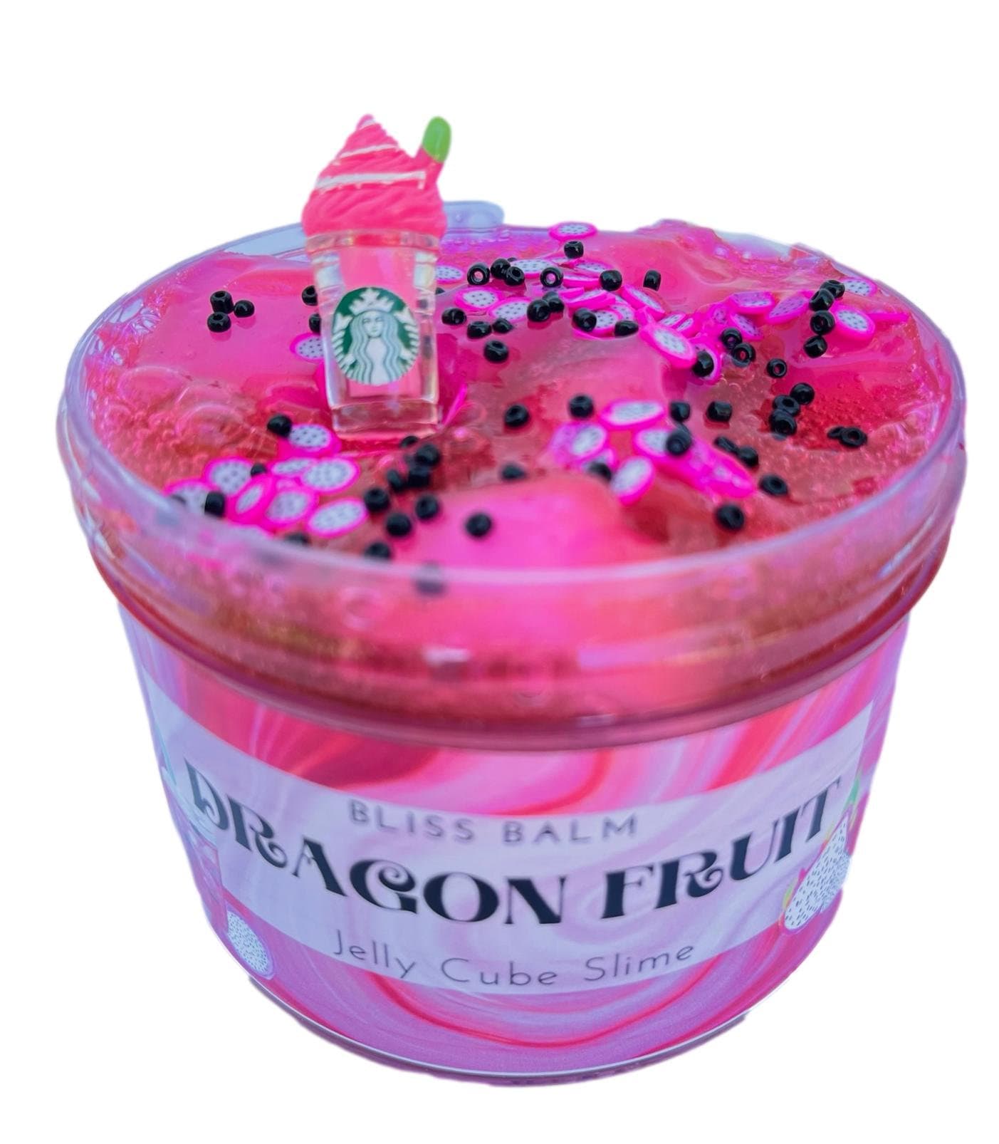 Dragon Fruit Jelly Cube Slime Pink Clear Scented Slime, Birthday Party Toy Gift Party favors Crunchy Slime Shop BlissBalm Popular Slime Shop