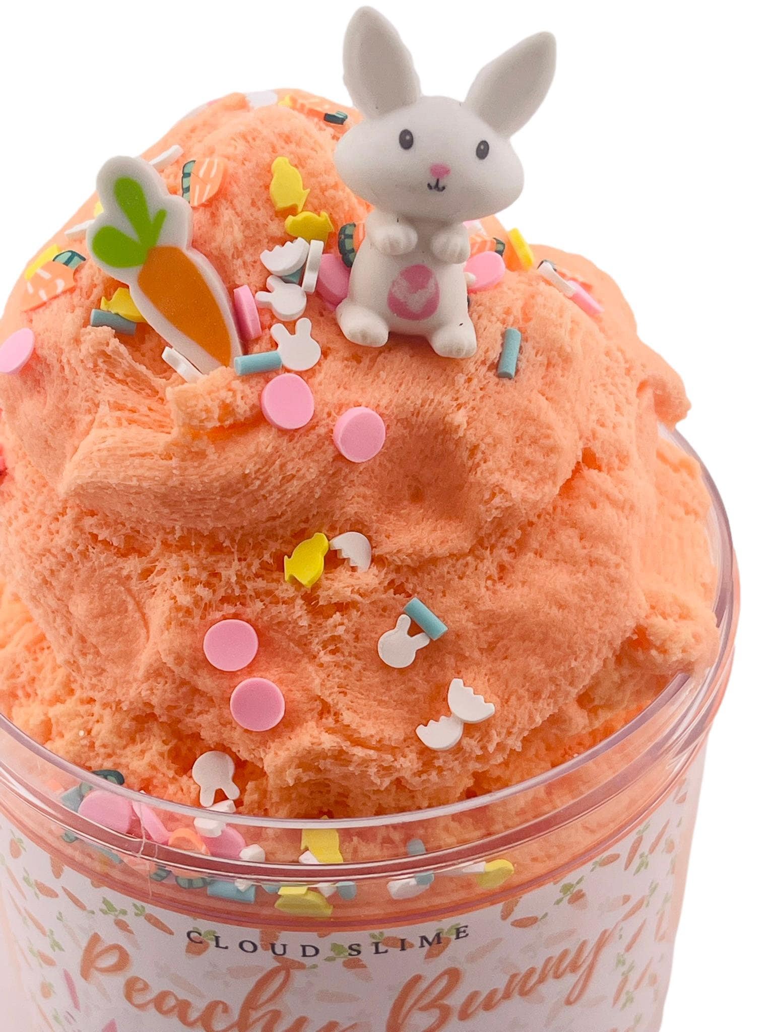 Peachy Bunny Cloud Slime, Scented Peach Slime, Easter Bunny, Carrot, Flowers clay sprinkles Gift for Kids/Tweens/Teens Fidget/Sensory Toys