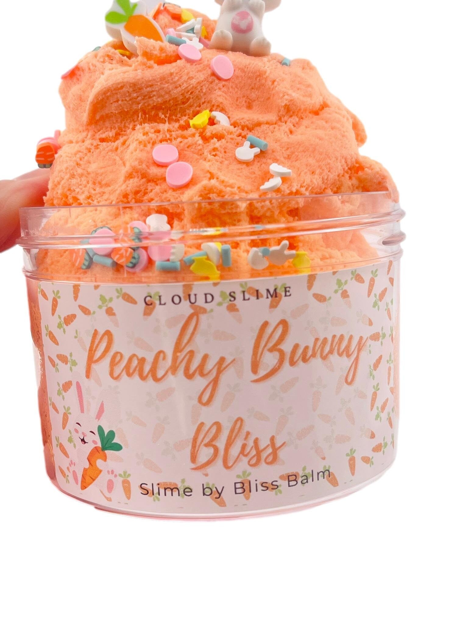 Peachy Bunny Cloud Slime, Scented Peach Slime, Easter Bunny, Carrot, Flowers clay sprinkles Gift for Kids/Tweens/Teens Fidget/Sensory Toys